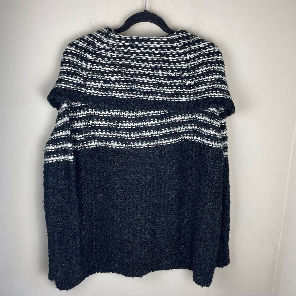 Free People Off Shoulder Striped Chunky Knit Sweater Black White S - Picture 5 of 6